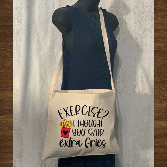 Good Humor Funny Cotton Canvas Crossbody Messenger Shoulder Tote Bag Long Strap - Picture 1 of 1